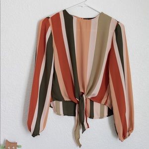 Forever 21 striped top w/front knot